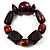 Chunky Dark Cherry Wood Bead Flex Bracelet - 18cm Length - view 2