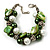 Faux Pearl & Shell - Composite Silver Tone Link Bracelet ( Green, Olive & White) - view 2