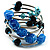 Silver-Tone Glass Bead Coil Bracelet (Black, Aqua & Sky Blue) - view 3
