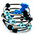 Silver-Tone Glass Bead Coil Bracelet (Black, Aqua & Sky Blue) - view 4