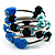 Silver-Tone Glass Bead Coil Bracelet (Black, Aqua & Sky Blue) - view 5