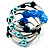 Silver-Tone Glass Bead Coil Bracelet (Black, Aqua & Sky Blue) - view 6