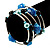 Silver-Tone Glass Bead Coil Bracelet (Black, Aqua & Sky Blue) - view 2