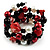 Black-Tone Beaded Shell-Composite Coil Bracelet (Black, White & Red) - view 2