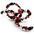 Black-Tone Beaded Shell-Composite Coil Bracelet (Black, White & Red) - view 4