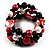 Black-Tone Beaded Shell-Composite Coil Bracelet (Black, White & Red) - view 5