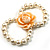 2-Strand White Imitation Pearl Rose Flex Bracelet - view 5