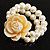 2-Strand White Imitation Pearl Rose Flex Bracelet - view 7