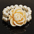 2-Strand White Imitation Pearl Rose Flex Bracelet - view 2