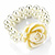 2-Strand White Imitation Pearl Rose Flex Bracelet - view 8