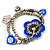 2-Strand Blue Floral Charm Bead Flex Bracelet (Antique Silver Tone) - view 7