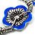 2-Strand Blue Floral Charm Bead Flex Bracelet (Antique Silver Tone) - view 2
