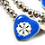 2-Strand Blue Floral Charm Bead Flex Bracelet (Antique Silver Tone) - view 4