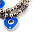 2-Strand Blue Floral Charm Bead Flex Bracelet (Antique Silver Tone) - view 9
