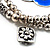 2-Strand Blue Floral Charm Bead Flex Bracelet (Antique Silver Tone) - view 3