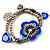 2-Strand Blue Floral Charm Bead Flex Bracelet (Antique Silver Tone) - view 8