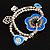 2-Strand Blue Floral Charm Bead Flex Bracelet (Antique Silver Tone) - view 5