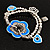 2-Strand Blue Floral Charm Bead Flex Bracelet (Antique Silver Tone) - view 6
