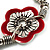 2-Strand Red Floral Charm Bead Flex Bracelet (Antique Silver Tone) - view 4