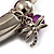 Lilac Glass Bead Charm Flex Bracelet (Silver Tone) - view 6