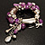 Lilac Glass Bead Charm Flex Bracelet (Silver Tone) - view 2