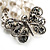 2 Strand Crystal Butterfly Imitation Pearl Flex Bracelet - up to 17cm (for smaller wrists) - view 3