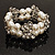 2 Strand Crystal Butterfly Imitation Pearl Flex Bracelet - up to 17cm (for smaller wrists) - view 4