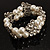 2 Strand Crystal Butterfly Imitation Pearl Flex Bracelet - up to 17cm (for smaller wrists) - view 7