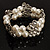 2 Strand Crystal Butterfly Imitation Pearl Flex Bracelet - up to 17cm (for smaller wrists) - view 2