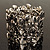 Wide Vintage Crystal Floral Flex Bracelet (Burn Silver Tone) - view 4