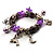 Silver Tone Charm Semiprecious Stone Flex Bracelet (Grey, Purple) - view 2