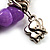 Silver Tone Charm Semiprecious Stone Flex Bracelet (Grey, Purple) - view 3