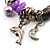 Silver Tone Charm Semiprecious Stone Flex Bracelet (Grey, Purple) - view 4