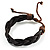Dark Brown Braided Leather Wristband - view 4