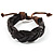Dark Brown Braided Leather Wristband - view 2