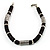 Unisex Black Resin & Silver Tone Metal Bead Bracelet - 17cm Length - view 2