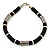 Unisex Black Resin & Silver Tone Metal Bead Bracelet - 17cm Length