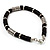 Unisex Black Resin & Silver Tone Metal Bead Bracelet - 17cm Length - view 4