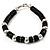 Unisex Black Resin & Silver Tone Metal Bead Bracelet - 17cm Length - view 5