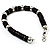 Unisex Black Resin & Silver Tone Metal Bead Bracelet - 17cm Length - view 6