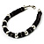 Unisex Black Resin & Silver Tone Metal Bead Bracelet - 17cm Length - view 7