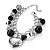 Silver Tone Heart, Bead & Crystal Ball Charm Bracelet - 18cm Length