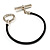 T-Bar Leather Cord Bracelet (Silver Tone) - view 4
