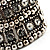 Wide Crystal Egyptian Style Flex Bracelet (Burn Silver Tone Finish) - 17cm Length - view 9