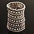 Wide Crystal Egyptian Style Flex Bracelet (Burn Silver Tone Finish) - 17cm Length - view 3