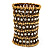 Wide Crystal Egyptian Style Flex Bracelet (Burn Gold Tone Finish) - 17cm Length