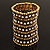 Wide Crystal Egyptian Style Flex Bracelet (Burn Gold Tone Finish) - 17cm Length - view 3