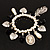 'Cameo, Feather, Heart & Simulated Pearl Beads' Charm Flex Bracelet (Silver Tone) - view 4