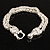 2 Strand Wheat Rhodium Plated Chain 'Buckle' Bracelet (Silver Tone) - view 4