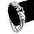 2 Strand Wheat Rhodium Plated Chain 'Buckle' Bracelet (Silver Tone) - view 3